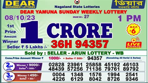 Dear Lottery Result Live Today 1 pm 6 pm and 8 pm..